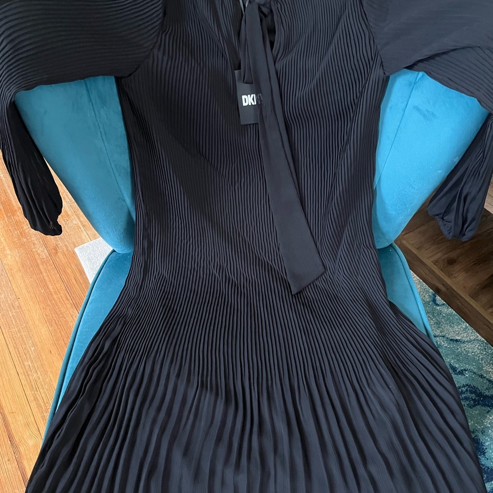 DKNY Black Pleated Women's Dress